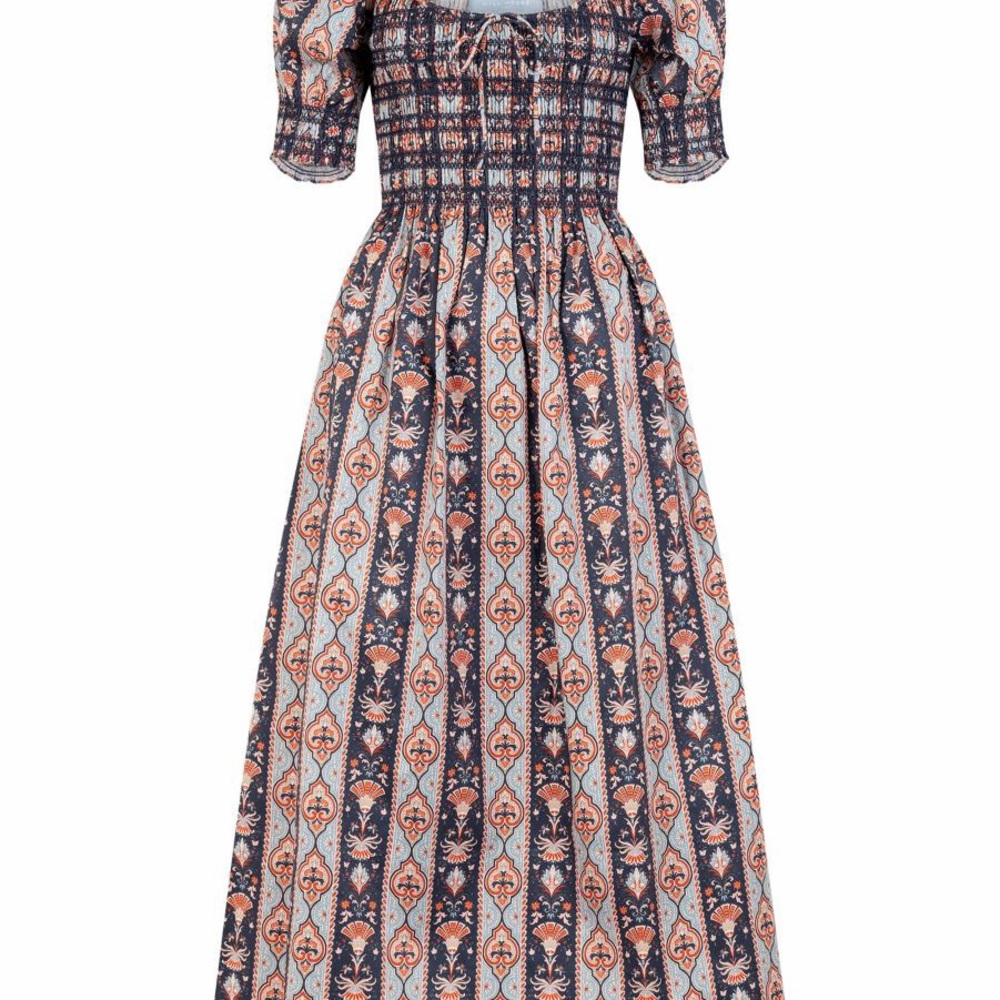 Hill House Madeline Nap Dress Navy and Coral/Red Midi Dress